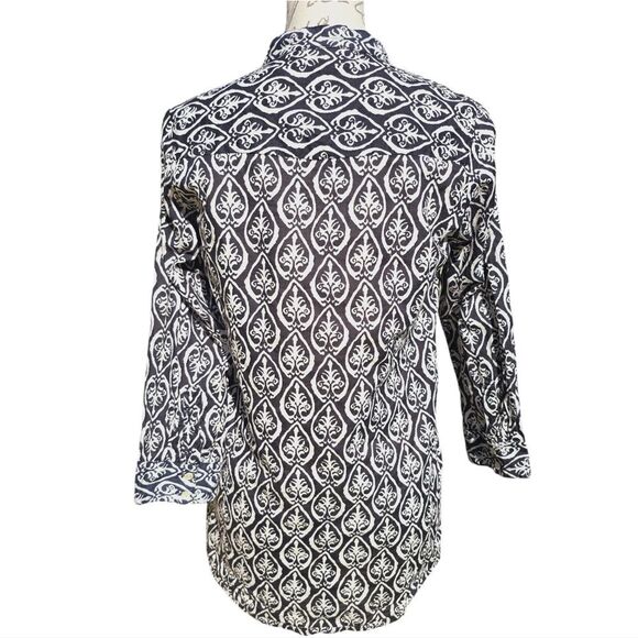Rock Flower Paper -683‎ Black White Geometric Print Button Down Tunic Top Size S - Picture 4 of 7